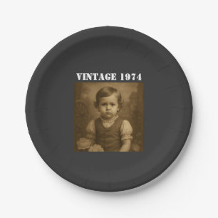 Prato De Papel Personalização da Imagem de Infância e Vintagem de