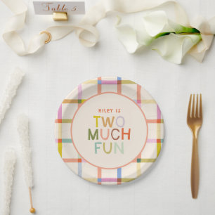 Prato De Papel Personalização do segundo aniversário "Dois Muito 