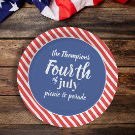 Prato De Papel Personalização do Verão de Cute em 4 de julho