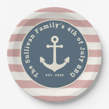 Personalizado 4 de Julho BBQ Família Nome Náutico