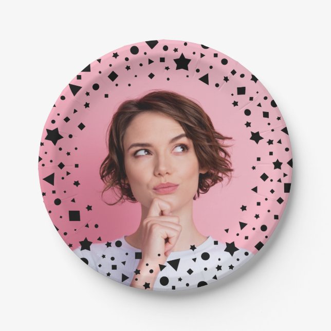 Prato de Papel Personalizado com Foto e Confetes d (Frente)