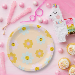 Prato de Papel Personalizado de Aniversário Retro