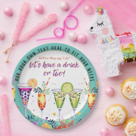 Prato De Papel Personalizado de Cocktails FIESTA