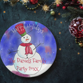 Prato de Papel Personalizado de Natal Homem de Nev