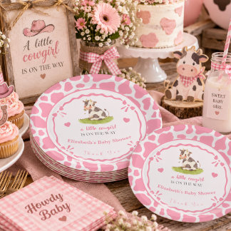 Prato de Papel Personalizado para Chá de Bebê Cowg