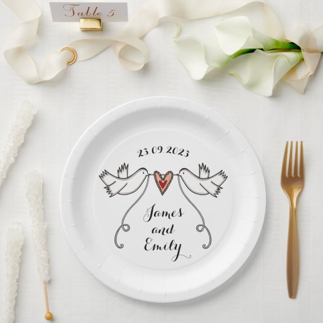 Prato de papel personalizado para comida de casame (Casamento)
