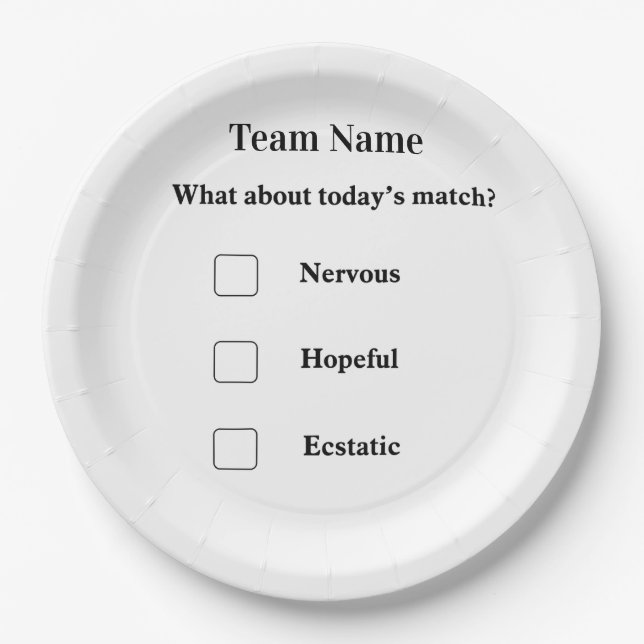 Prato de Papel Personalizado para Dia de Jogo de F (Frente)