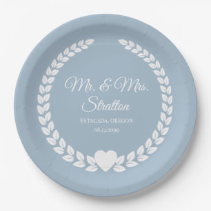Prato De Papel Personalizado Sr & Sra. Bride e Groom Newlywing