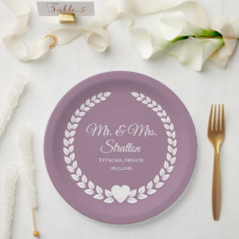 Prato De Papel Personalizado Sr & Sra. Bride e Groom Newlywing