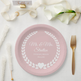 Prato De Papel Personalizado Sr & Sra. Bride e Groom Newlywing