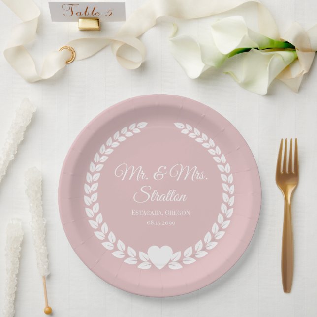 Prato De Papel Personalizado Sr & Sra. Bride e Groom Newlywing (Casamento)