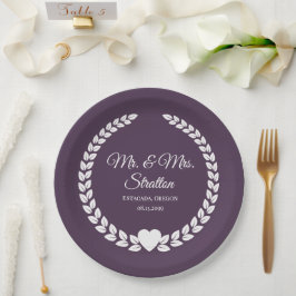 Prato De Papel Personalizado Sr & Sra. Bride e Groom Newlywing