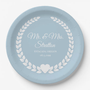 Prato De Papel Personalizado Sr & Sra. Bride e Groom Newlywing