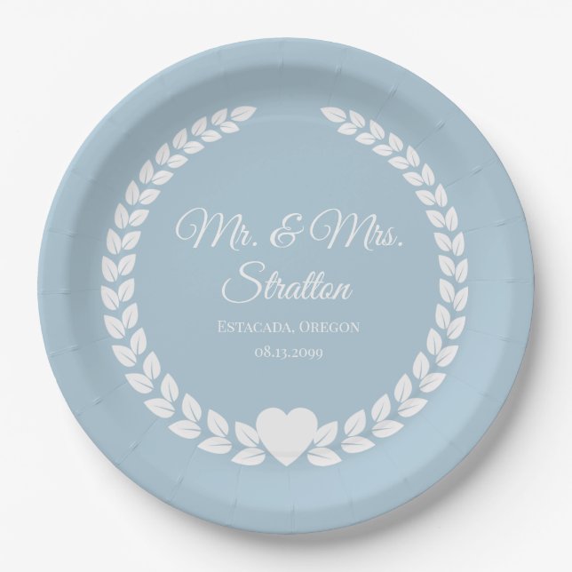 Prato De Papel Personalizado Sr & Sra. Bride e Groom Newlywing (Frente)