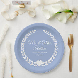Prato De Papel Personalizado Sr & Sra. Bride e Groom Newlywing