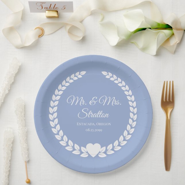 Prato De Papel Personalizado Sr & Sra. Bride e Groom Newlywing (Casamento)