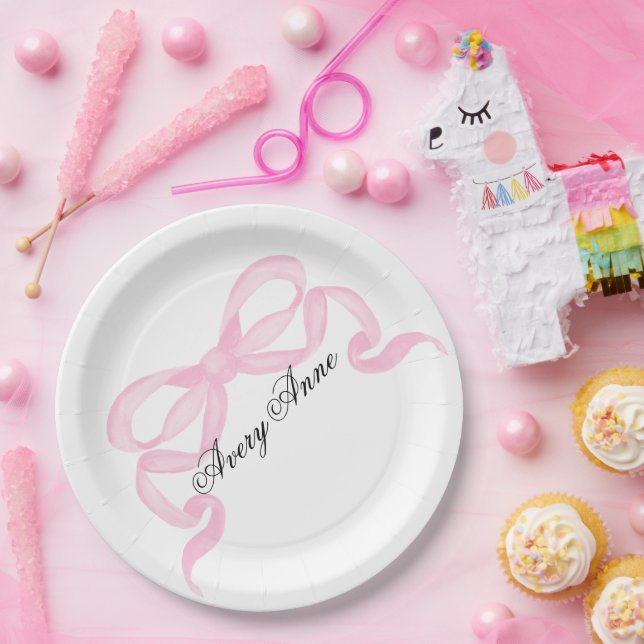 Prato De Papel Personalizar arco rosa para chá de bebê (Festa)