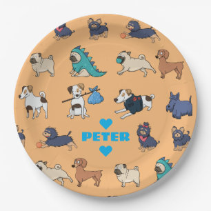 Prato De Papel Personalizar Design de Cachorro Cortante com Nome