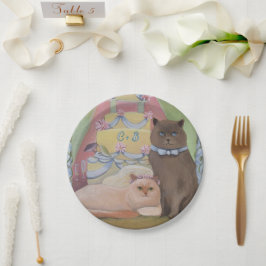 Prato De Papel Personalizar Iniciais de Casamento de Gatos