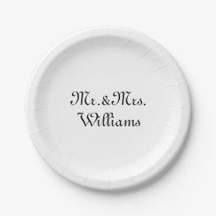 Prato De Papel Personalizar o sobrenome do Casal Sr. & Sra. whit