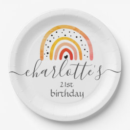 Prato De Papel Personalizar Placas de Papel - Arco-Íris Laranja