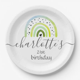 Prato De Papel Personalizar placas de papel - Rainbow Green