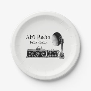 Prato De Papel Personalizar Receptor de Rádio Vintage AM