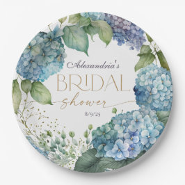 Prato De Papel Personalize Chuva de Noiva Hidrangeás Azuis