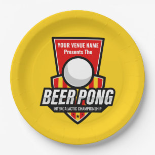 Prato De Papel Personalize Este Logo de Beer Pong