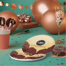 Prato De Papel Personalize o moderno Chocolate Business