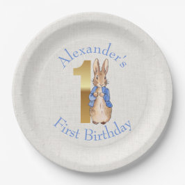 Prato De Papel Personalize Peter o coelho Primeiro aniversário