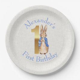 Prato De Papel Personalize Peter o coelho Primeiro aniversário