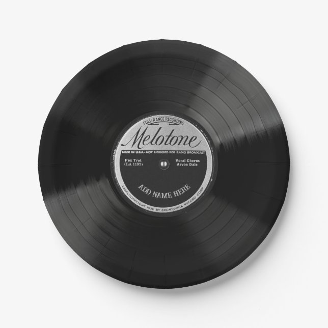Prato De Papel Personalized 78 Vinyl Record Design Paper Plates (Frente)