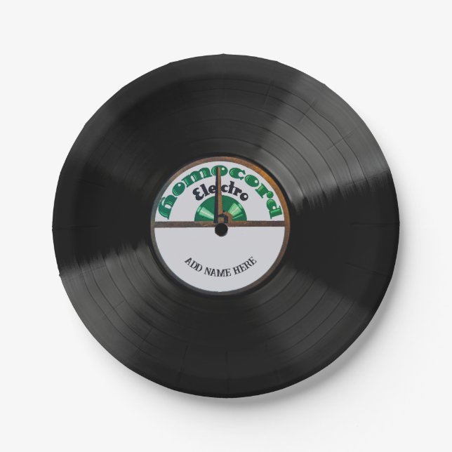 Prato De Papel Personalized 78 Vinyl Record Design Paper Plates (Frente)