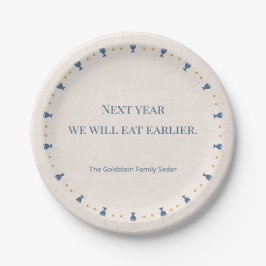 Prato De Papel Personalized 7" Fun Passover Seder Appetizer Plate