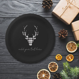Prato De Papel Personalized Black  Deer Christmas Paper Plates
