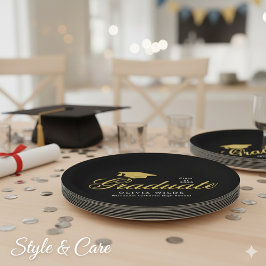 Prato De Papel Personalized Black Graduation Celebration Party