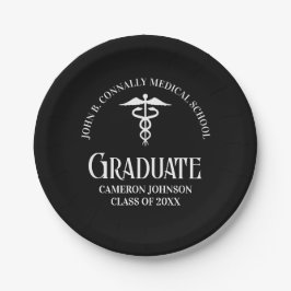 Prato De Papel Personalized Black Medical School Graduation Party