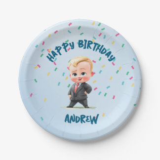 Prato De Papel Personalized Boss Baby Birthday Paper Plates