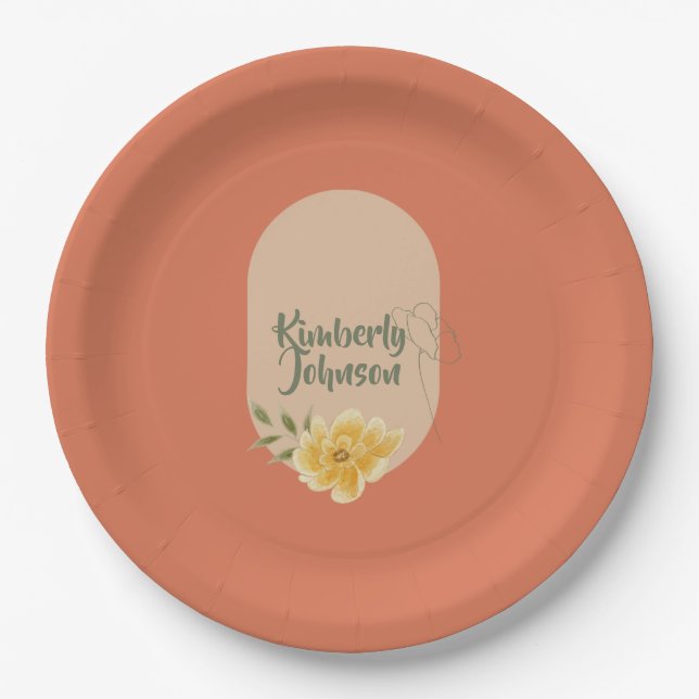 Prato De Papel Personalized Botanical Party Plate (Frente)