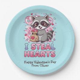 Prato De Papel Personalized Cute Raccoon Classroom Valentine