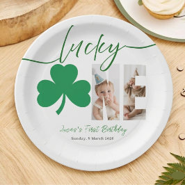 Prato De Papel Personalized First Birthday Shamrock Photo Party 