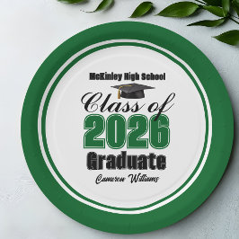 Prato De Papel Personalized Green Class of 2026 Graduation Party