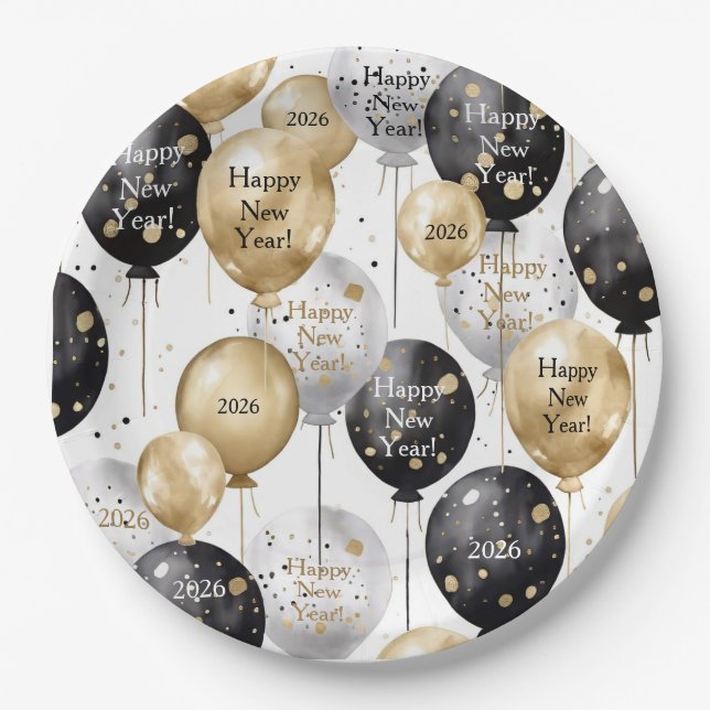 Prato De Papel Personalized Happy New Year Party (Frente)