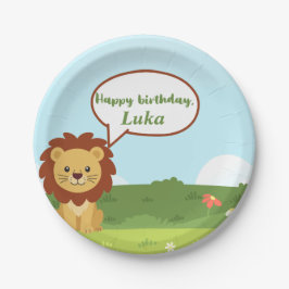 Prato De Papel Personalized Lion Birthday Plate for Kids