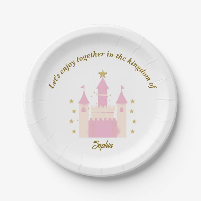 Prato De Papel "Personalized Princess and Castle Plates | Magical (Frente)