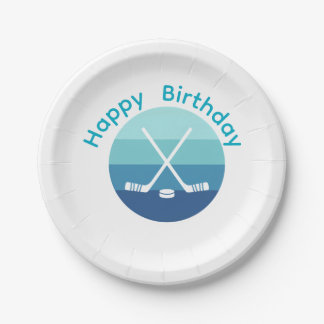 Prato De Papel Personalized Retro Ice Hockey Birthday 