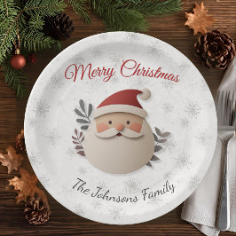 Prato De Papel Personalized Santa Christmas Paper Plate