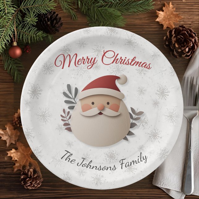 Prato De Papel Personalized Santa Christmas Paper Plate (Criador carregado)