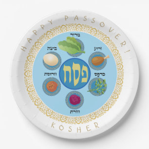 Prato De Papel Pesach Seder Kosher seis comidas diferentes de pas